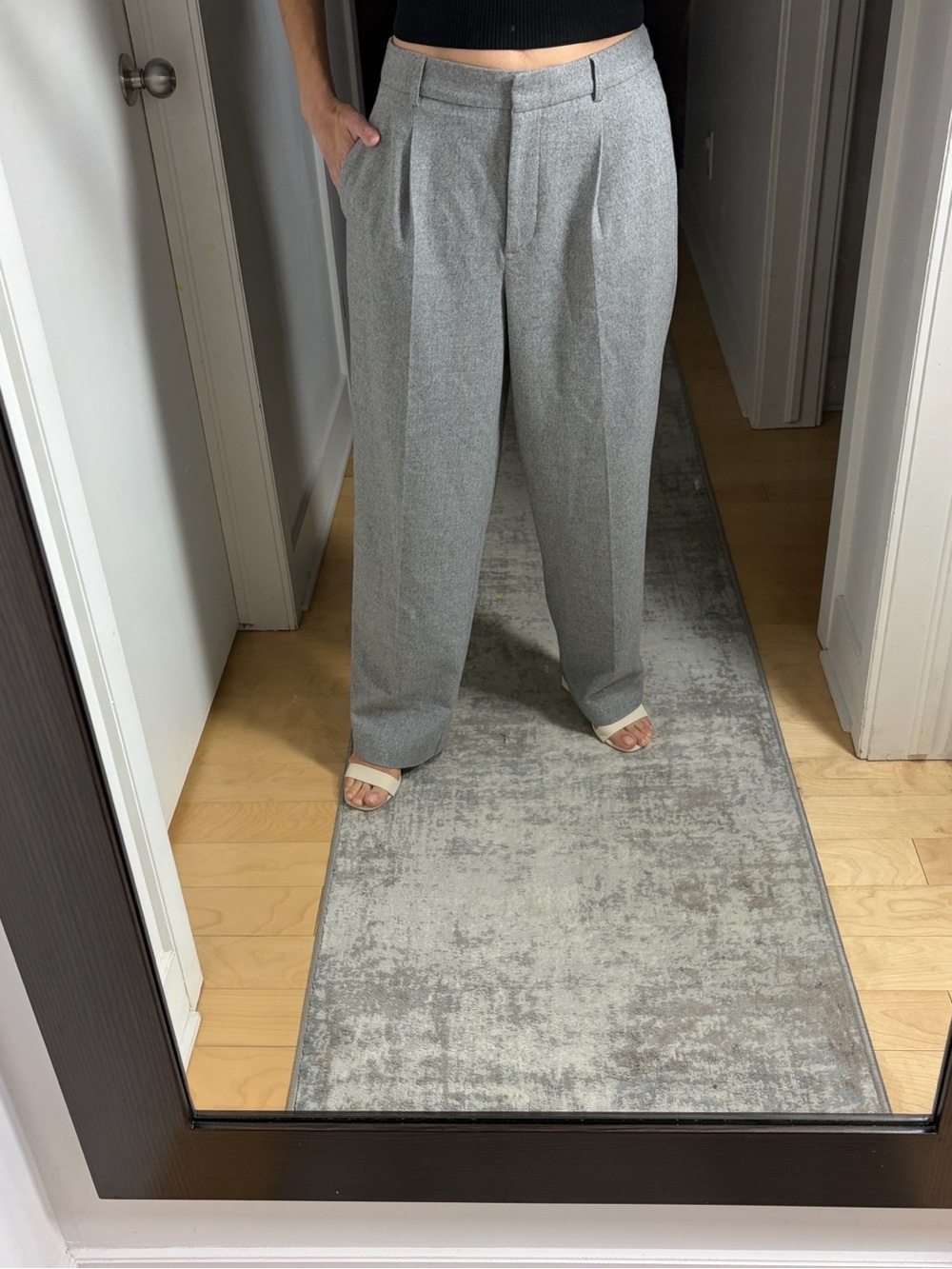 Dynamite High-Rise Light Gray Wide-Leg Trousers